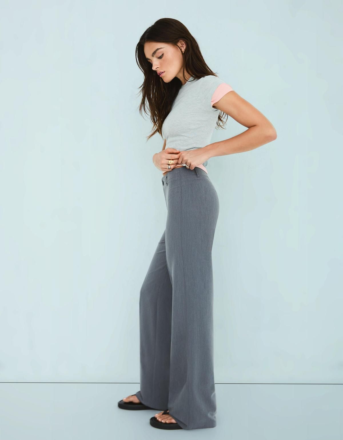 버쉬카 트렌디 와이드핏 슬랙스 팬츠 5095/741 GREY - 상세 이미지 2