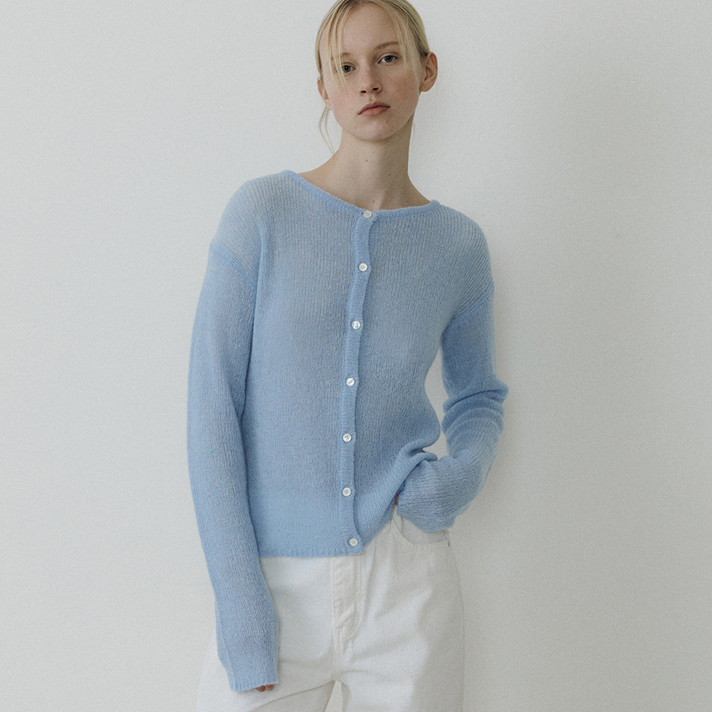 [블루브릭] Alpaca round cardigan (sky blue) - 상품 이미지