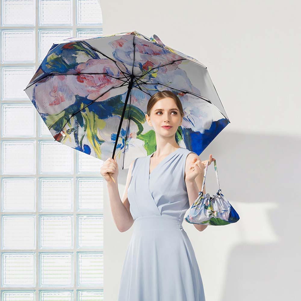 메종아르떼 양우산 스카이블루 꽃무늬 2겹원단 자외선차단 미니 우산겸용 우양산 열차단