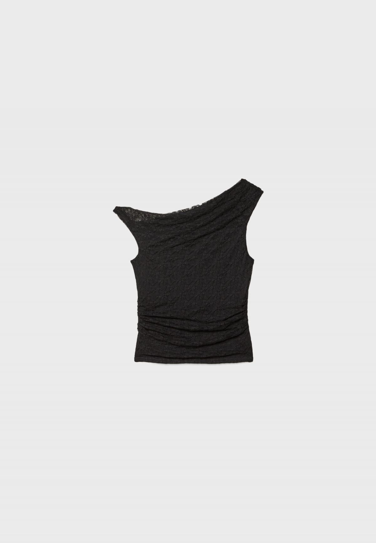 스트라디바리우스 레이스 비대칭넥 슬리브리스 탑 2769/864 BLACK - 상품 이미지