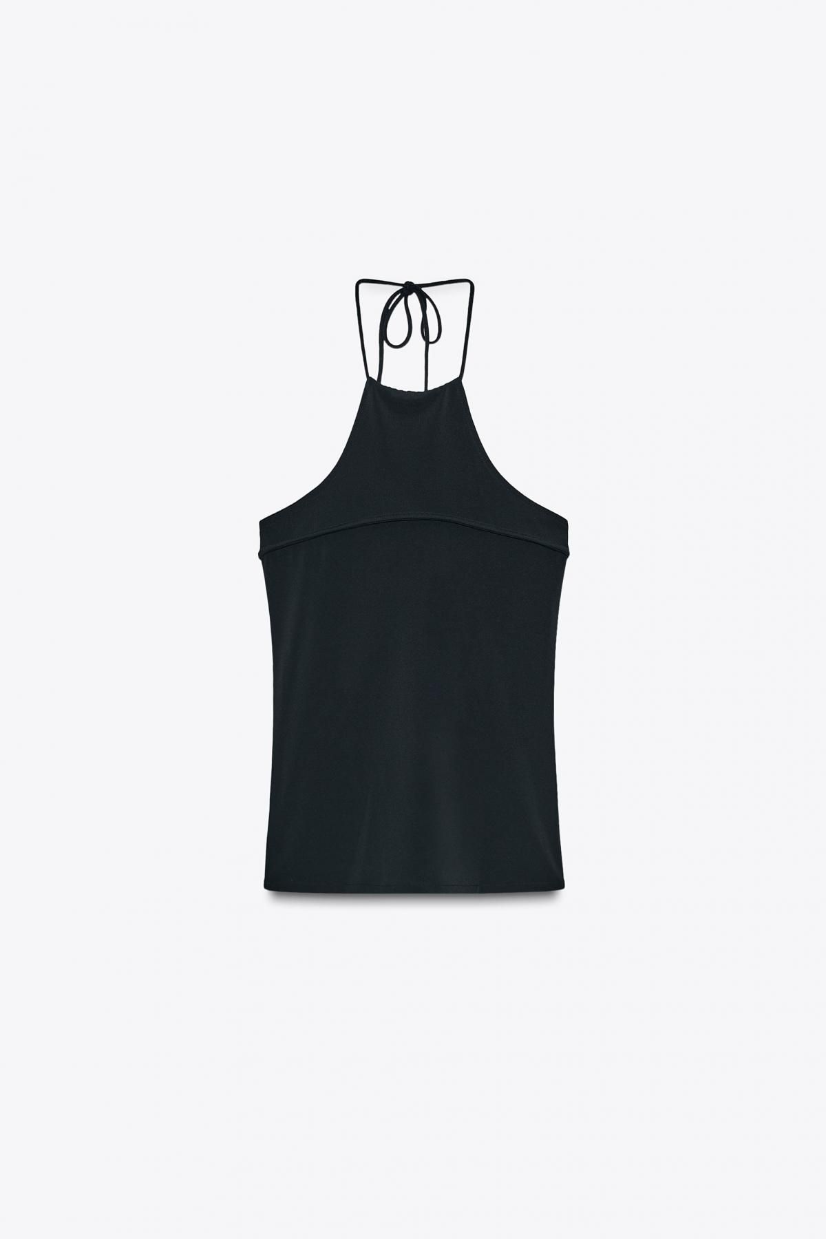 자라 시크 블랙 크레이프 홀터넥 민소매 탑 5578/451 BLACK - 메인 이미지