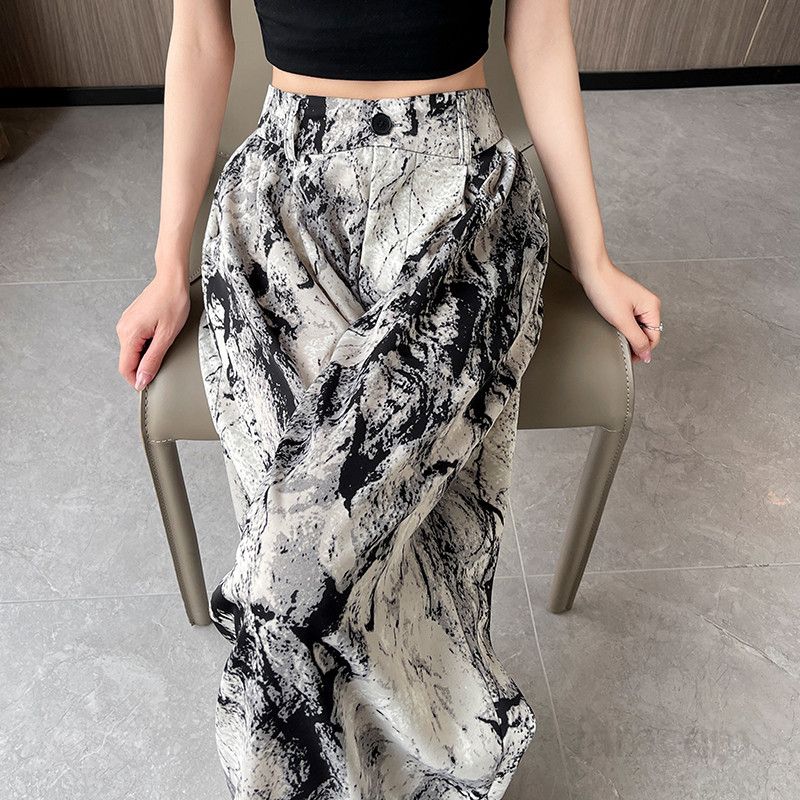 여성 여름 하이웨이스트 와이드팬츠 통기성 좋은 시원한 착용감 루즈핏 데일리 캐주얼 바지 편안한 외출용 모던 스타일 - 상세 이미지 3