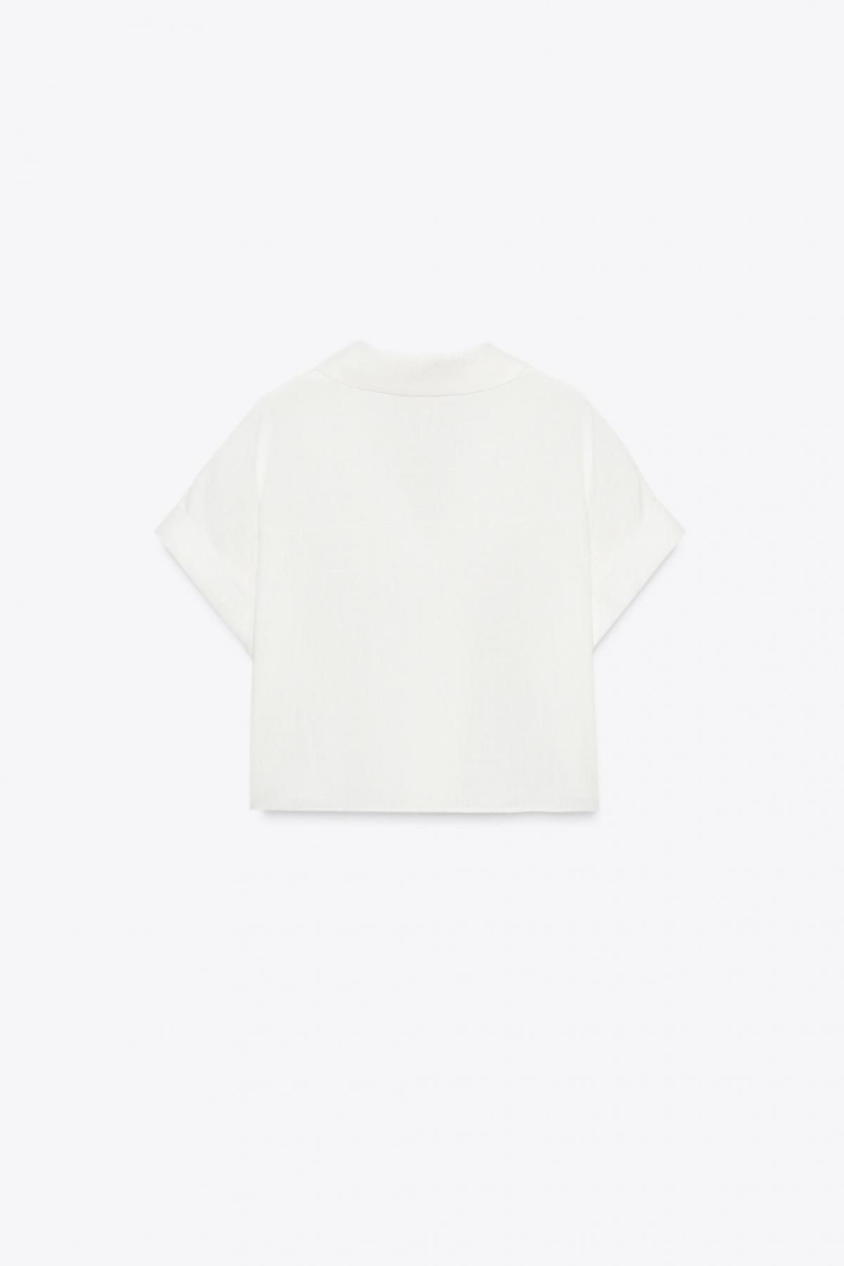 자라 크롭 화이트 더블버튼 반팔 셔츠 8581/741 WHITE - 상세 이미지 3