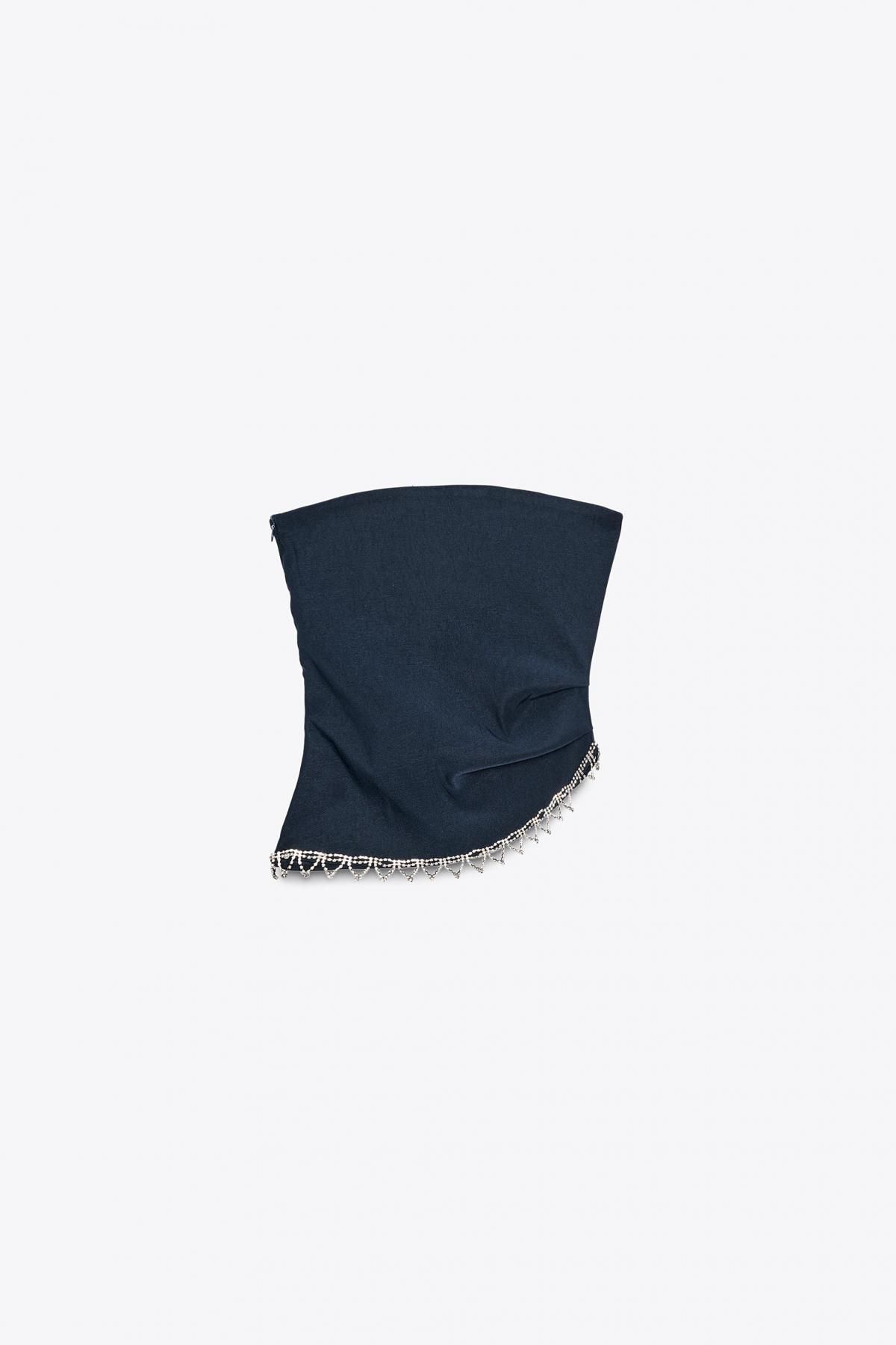 자라 쥬얼 스트랩리스 언밸런스 탑 0085/809 NAVY - 메인 이미지
