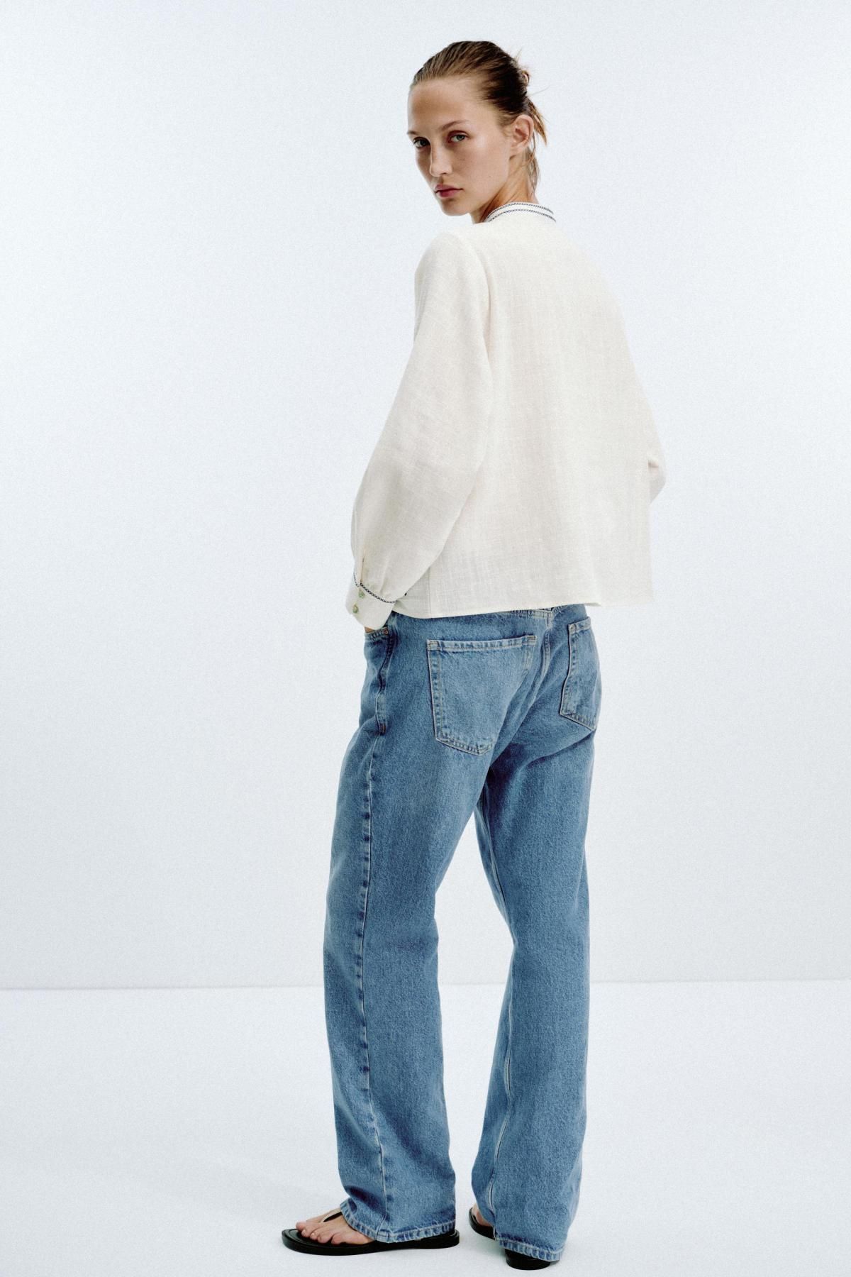 자라 보헤미안 자수 블라우스 라운드넥 태슬 8372/244 WHITE / NAVY - 상세 이미지 4