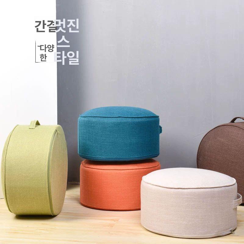 쿠션 거실 방석 인태리어 키즈카페 다용도 의자 카키 직경 40cm 높이 20cm - 상세 이미지 2