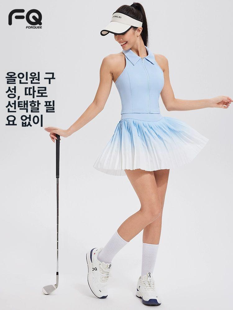 여성 여름 테니스 반바지 속건성 주머니 운동용 반팔 블랙 짧은 치마 S 성인 - 상세 이미지 5