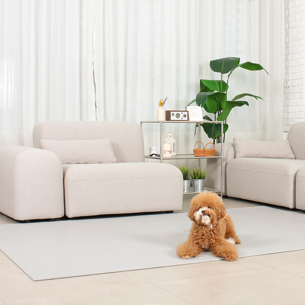 초코펫하우스 강아지 매트 논슬립 레더 매트 중형 아이보리 펫 카페트 러그 미끄럼방지