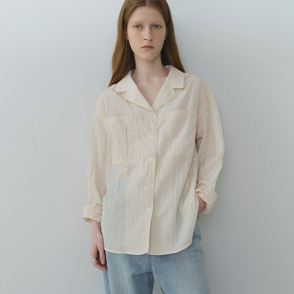 [블루브릭] Silky wrinkle blouse (cream) - 상품 이미지