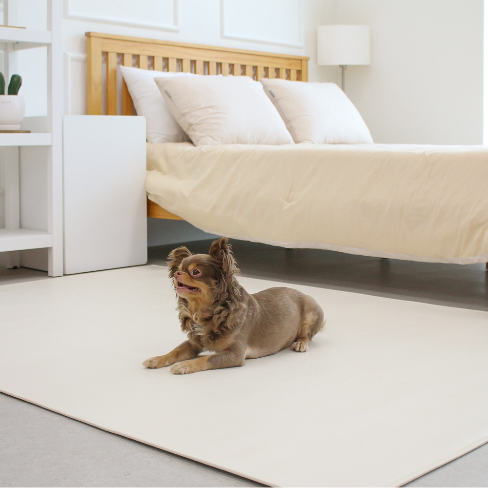 초코펫하우스 강아지 매트 논슬립 레더 매트 중형 아이보리 펫 카페트 러그 미끄럼방지