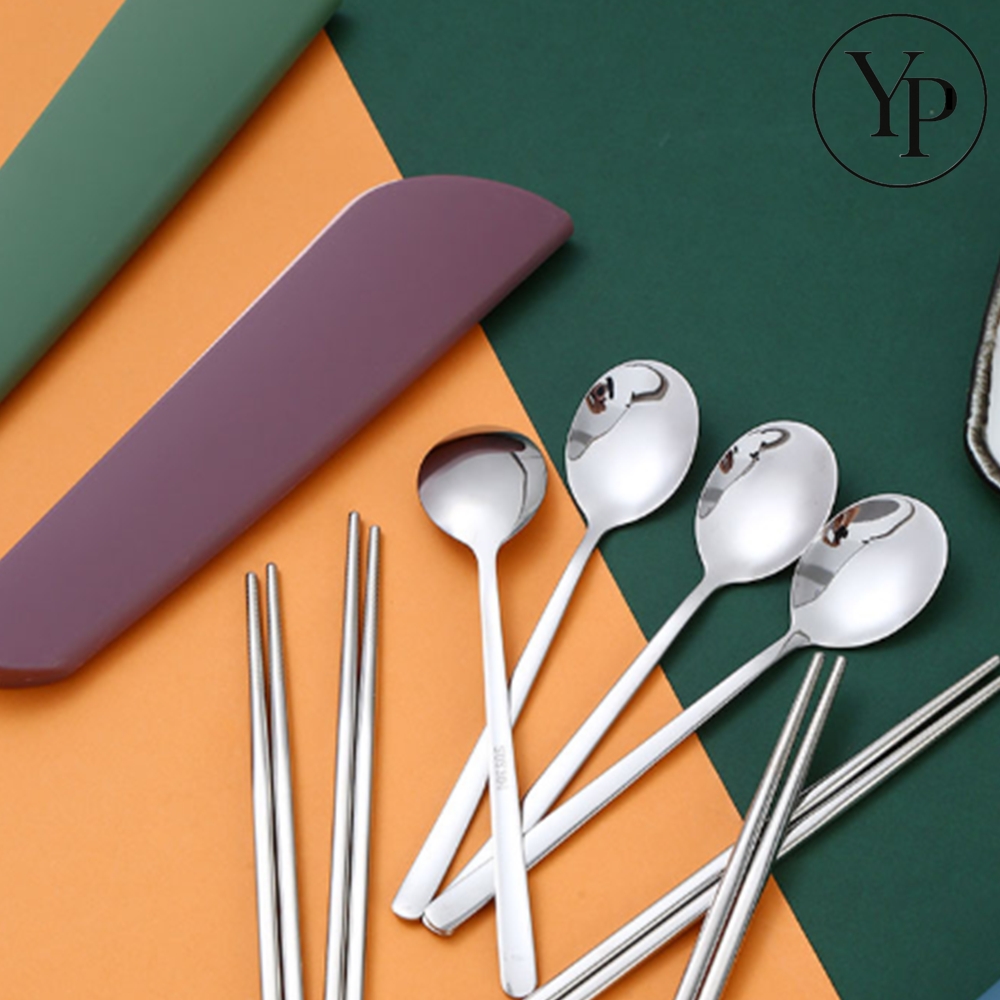 휴대용 식기 수저 세트 캠핑 프레임 케이스 파우치