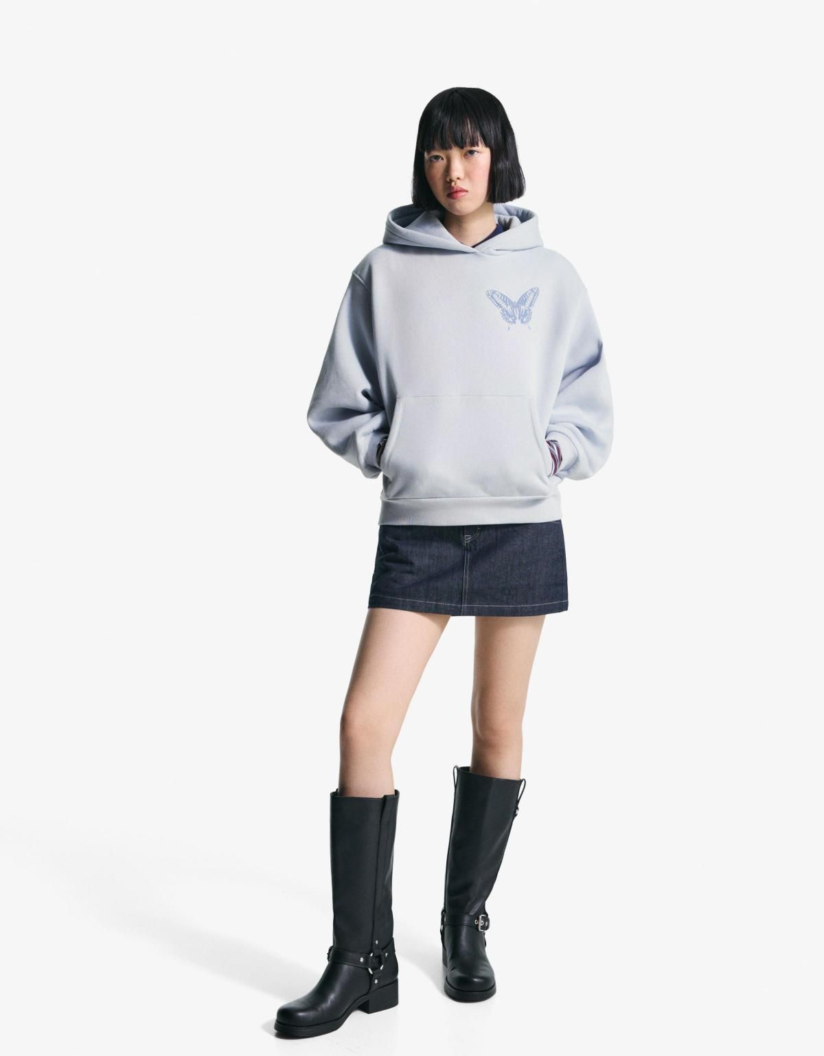 버쉬카 프린트 오버핏 후드티 7217/173 LIGHT BLUE - 상세 이미지 4