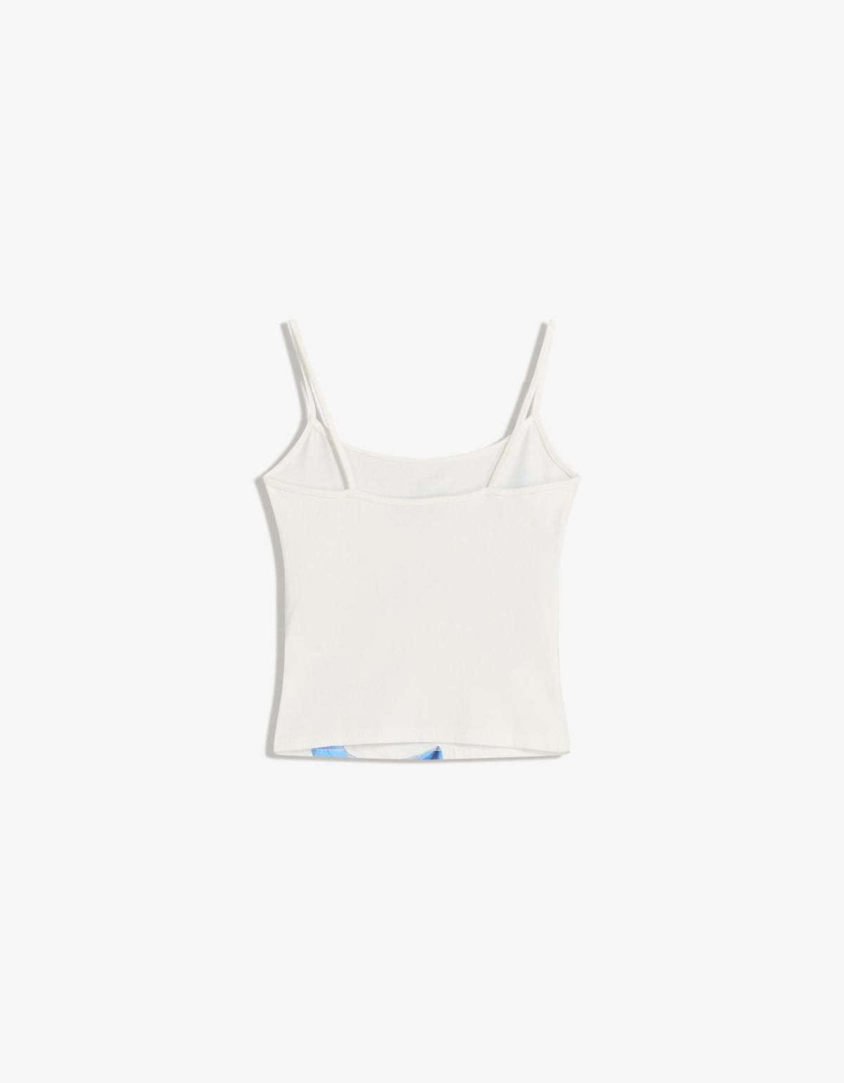 버쉬카 플라워 프린트 슬림핏 스트랩 민소매 탑 8887/443 OFF WHITE - 상세 이미지 5