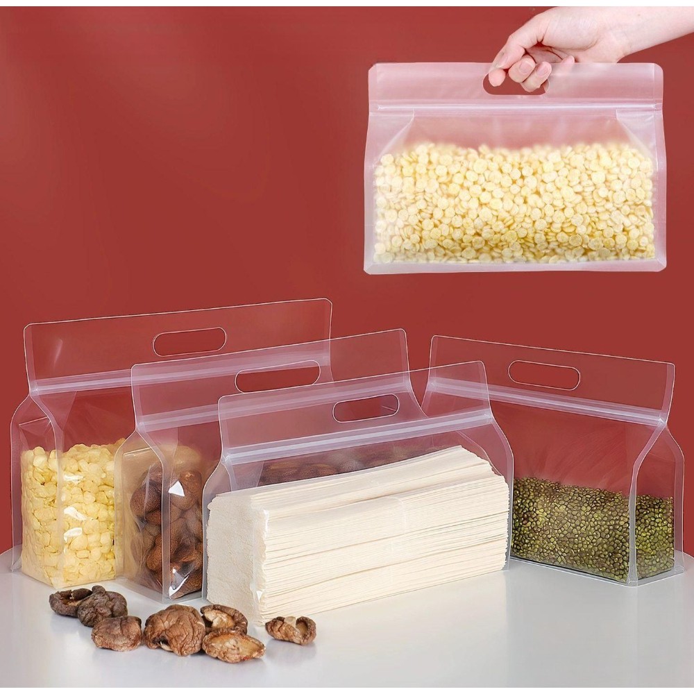 식품용 지퍼백 반투명 밀폐팩 투명 손잡이 24x17+8cm 50개 식품 포장용 - 메인 이미지