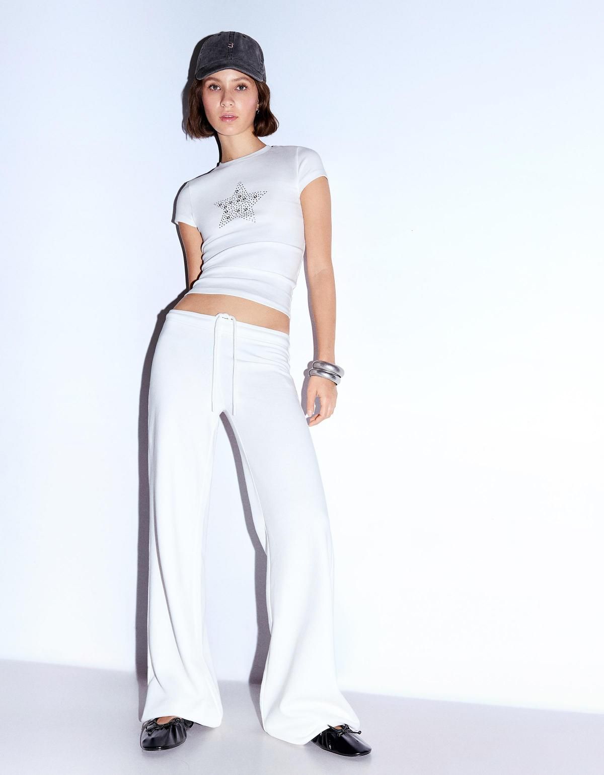 버쉬카 스터드 플러시 와이드 팬츠 5121/360 OFF WHITE - 상세 이미지 4