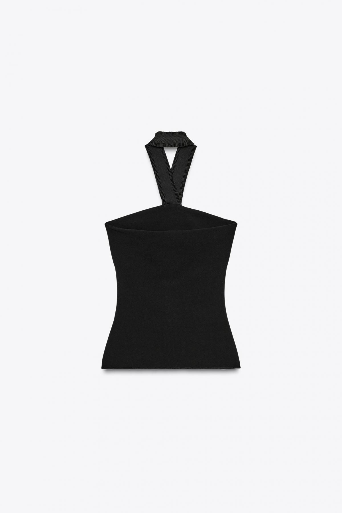 자라 테크니컬 스트레치 홀터넥 슬리브리스 탑 5584/130 BLACK 이미지 7