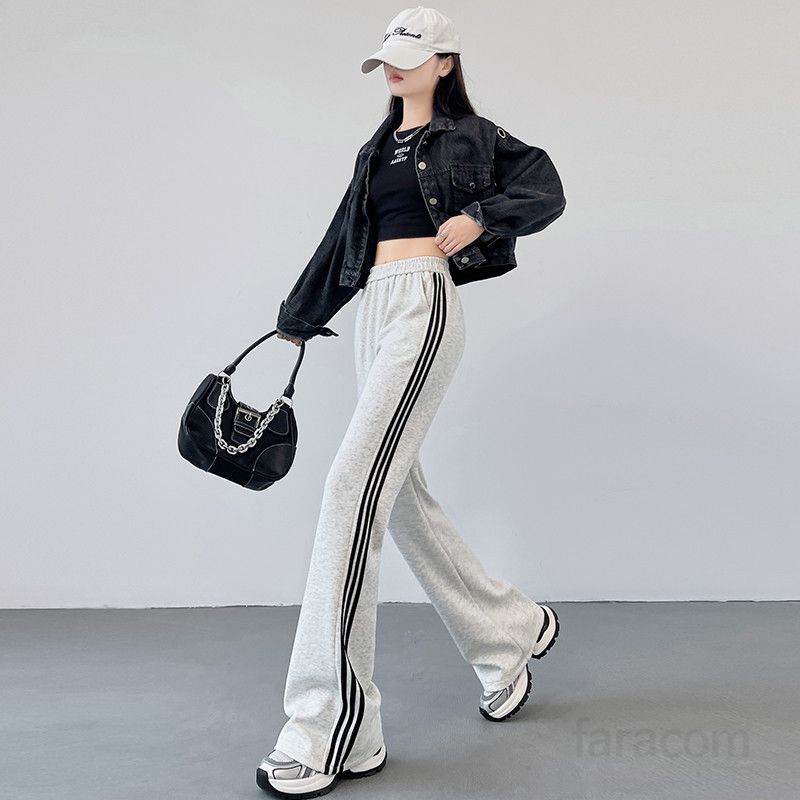 여성 플레어 팬츠 슬림핏 캐주얼 바지 봄철 데일리 스타일 편안한 착용감 외출 여행용 다재다능한 디자인 모던한 트렌디한 - 상세 이미지 4