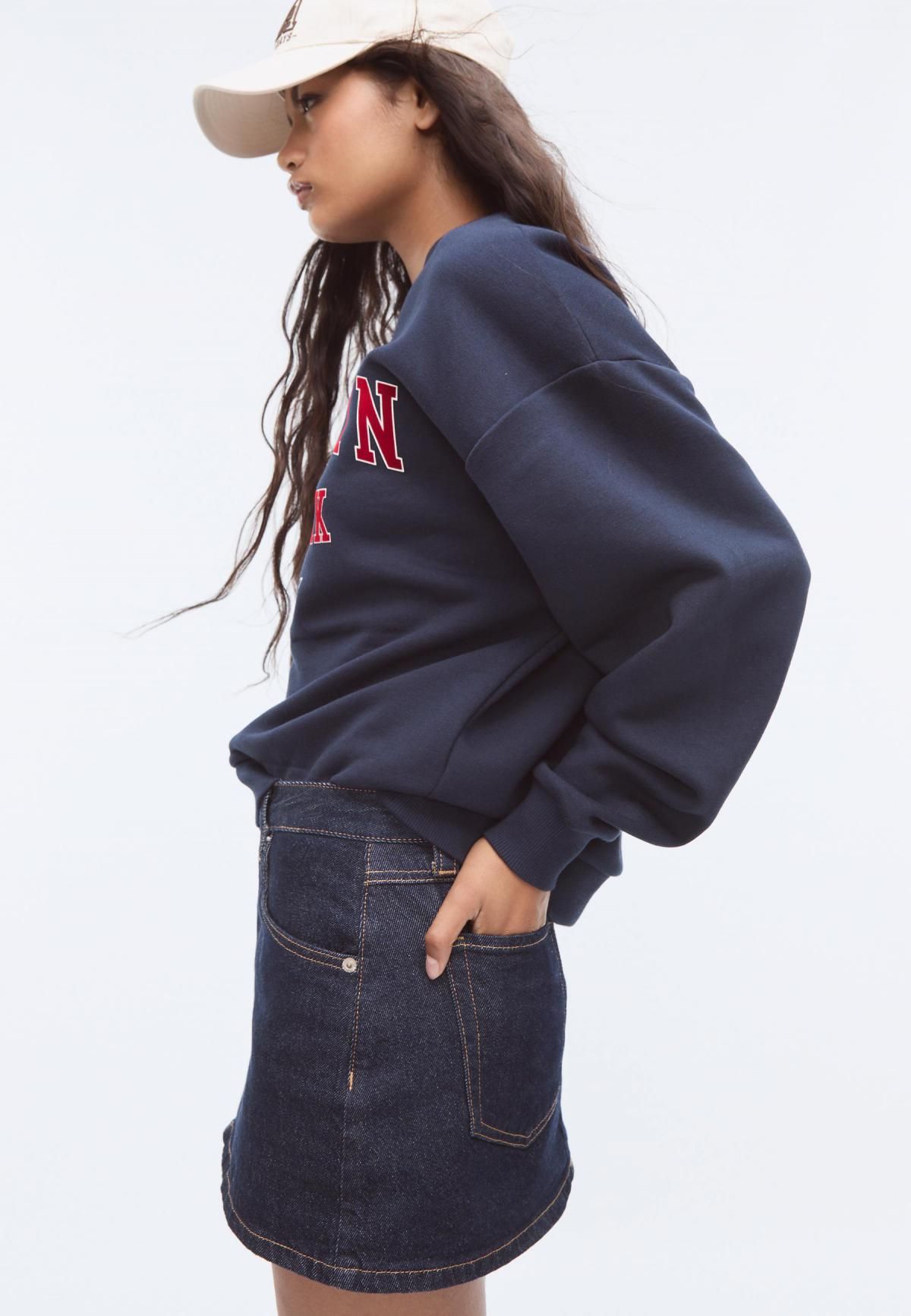 스트라디바리우스 오버핏 레터링 자수 맨투맨 6636/877 NAVY BLUE - 상세 이미지 2