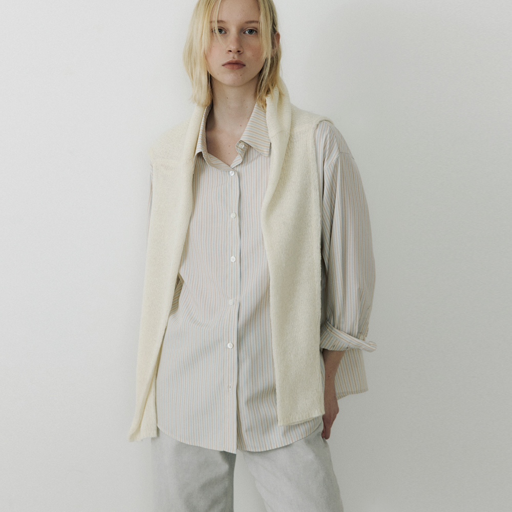 [블루브릭] Paris stripe shirt (beige) - 상품 이미지