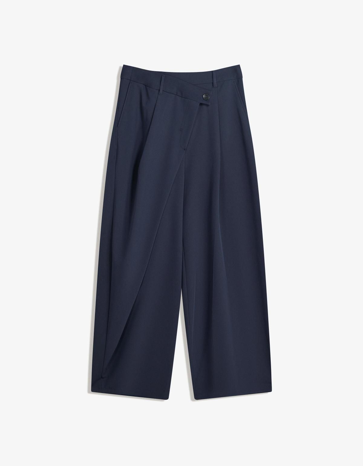 버쉬카 테일러드 와이드핏 크로스 슬랙스 팬츠 5129/172 NAVY - 상품 이미지