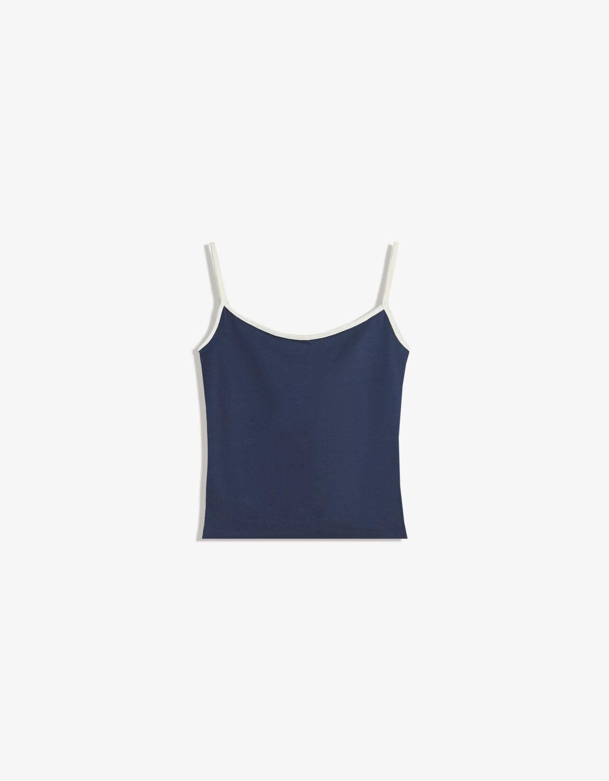 버쉬카 미니멀 슬림핏 스트랩 민소매 탑 3941/443 NAVY - 상품 이미지