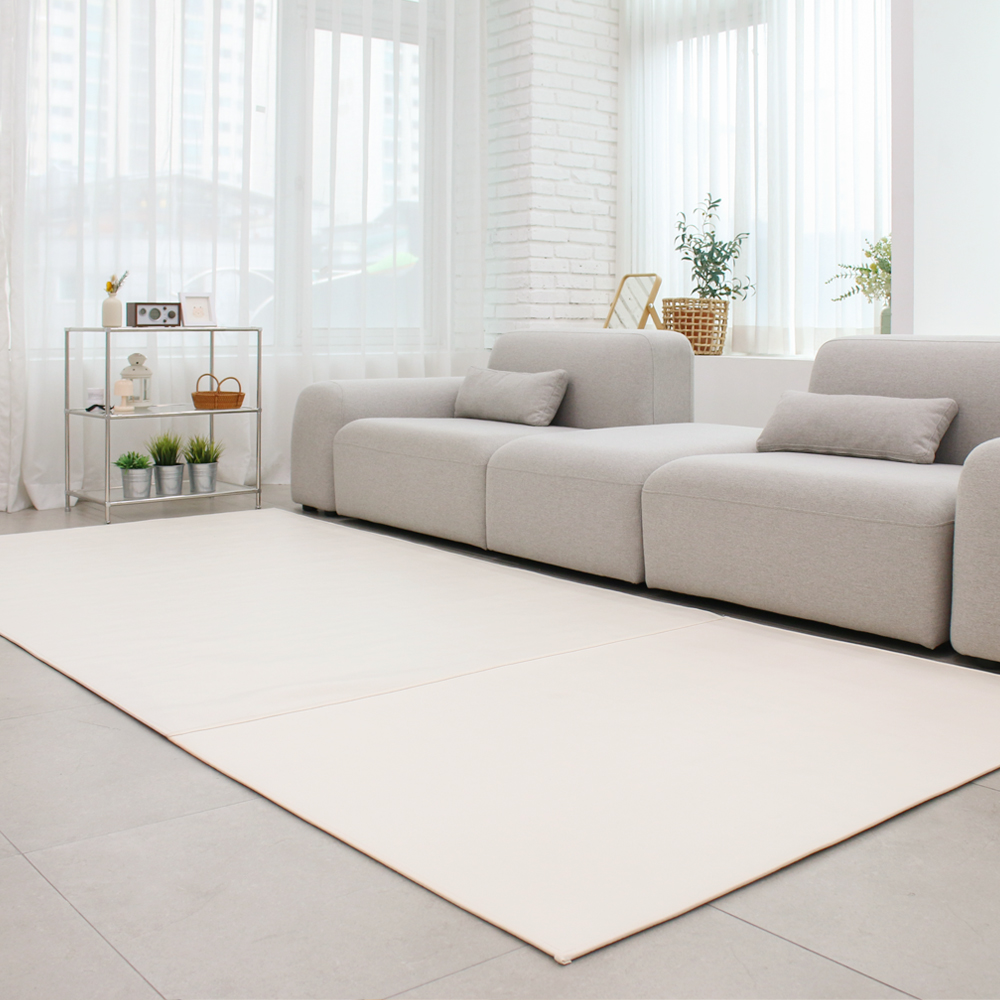 초코펫하우스 강아지 매트 논슬립 레더 매트 중형 아이보리 펫 카페트 러그 미끄럼방지