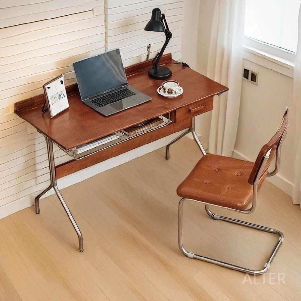 모듈 책상 데스크 미드센츄리 철제 원목 테이블 사무실 1m 원목 책상 - 상세 이미지 2