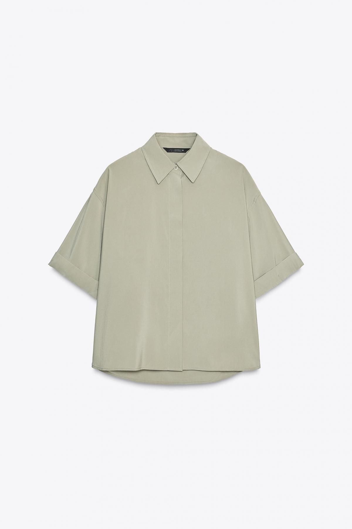 자라 미니멀 플루이드 반팔 셔츠 8211/119 KHAKI - 메인 이미지