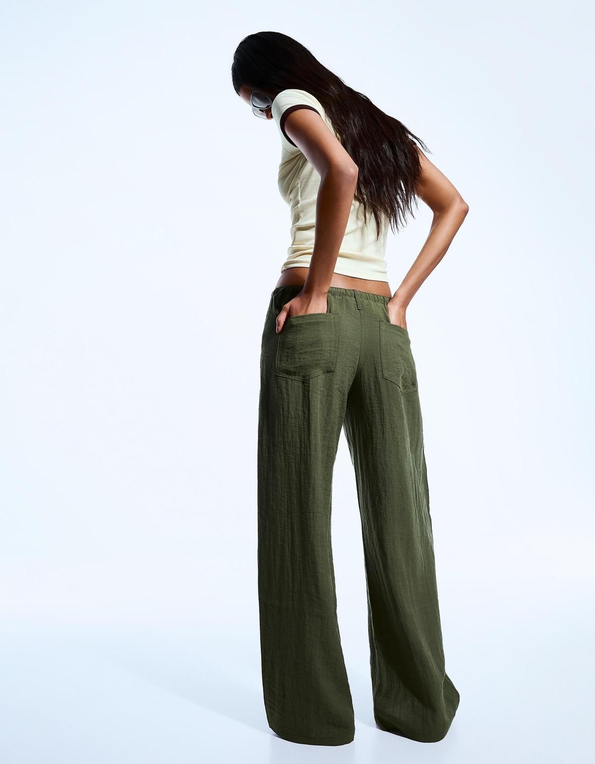 버쉬카 카키 내추럴 루스핏 와이드 팬츠 5093/741 GREEN - 상세 이미지 2