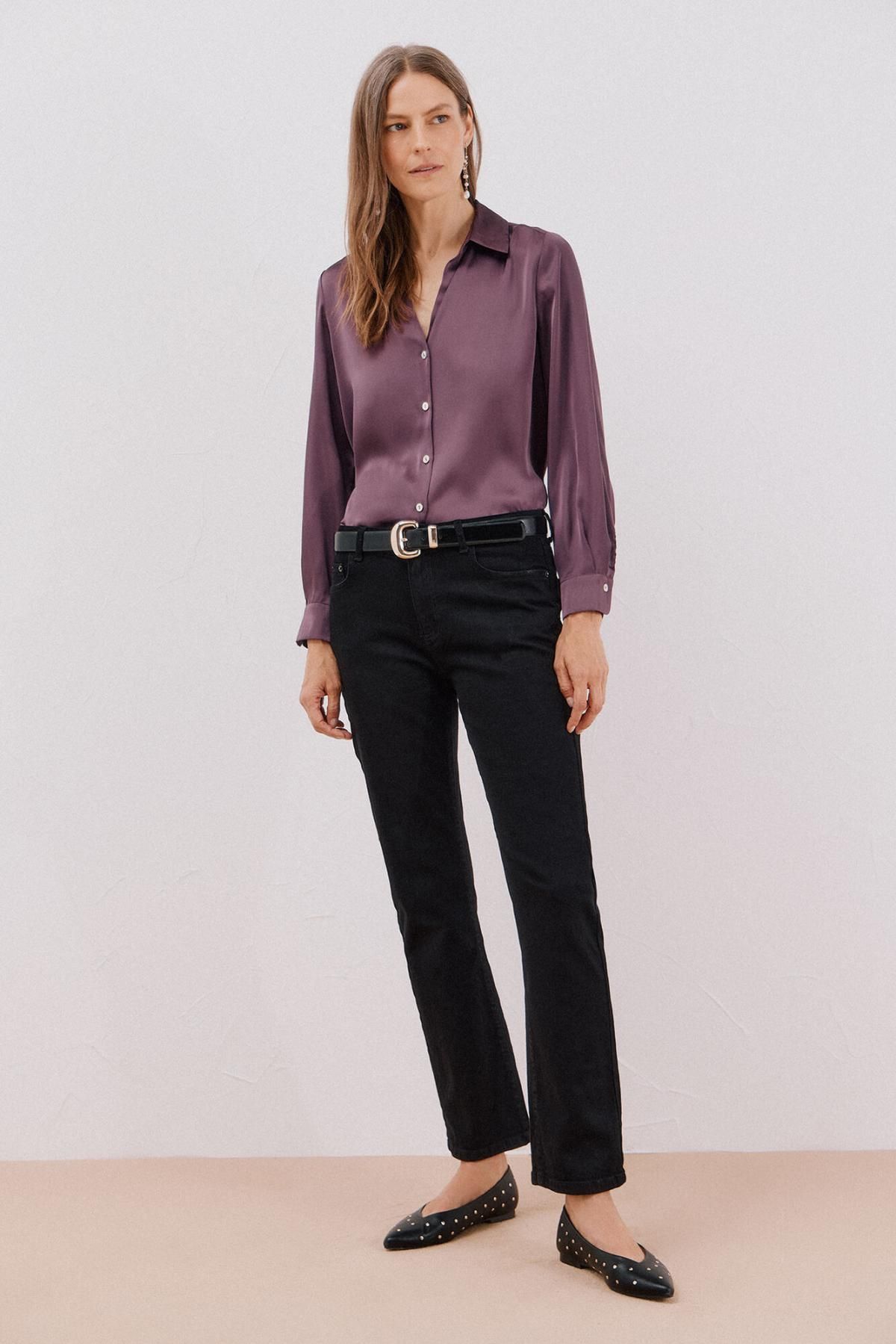 꼬르떼피엘 새틴 테크니컬 루즈핏 긴팔 셔츠 5702210 MORADO - 상세 이미지 5