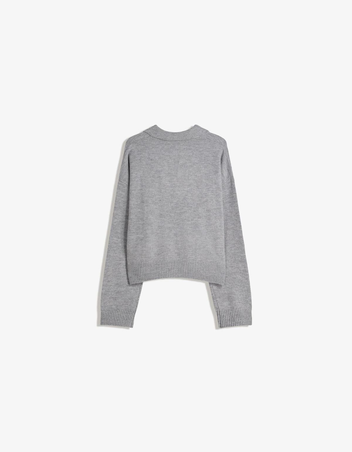 버쉬카 미니멀 카라넥 폴로 니트 스웨터 7121/686 GREY - 상세 이미지 2
