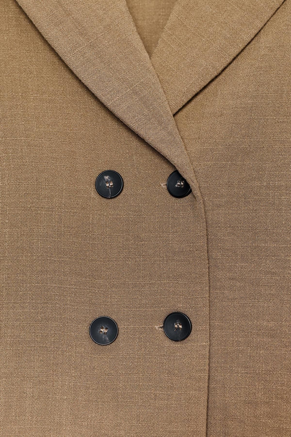 자라 미니멀 크롭 더블버튼 반팔 셔츠 8581/741 BROWN - 상세 이미지 5