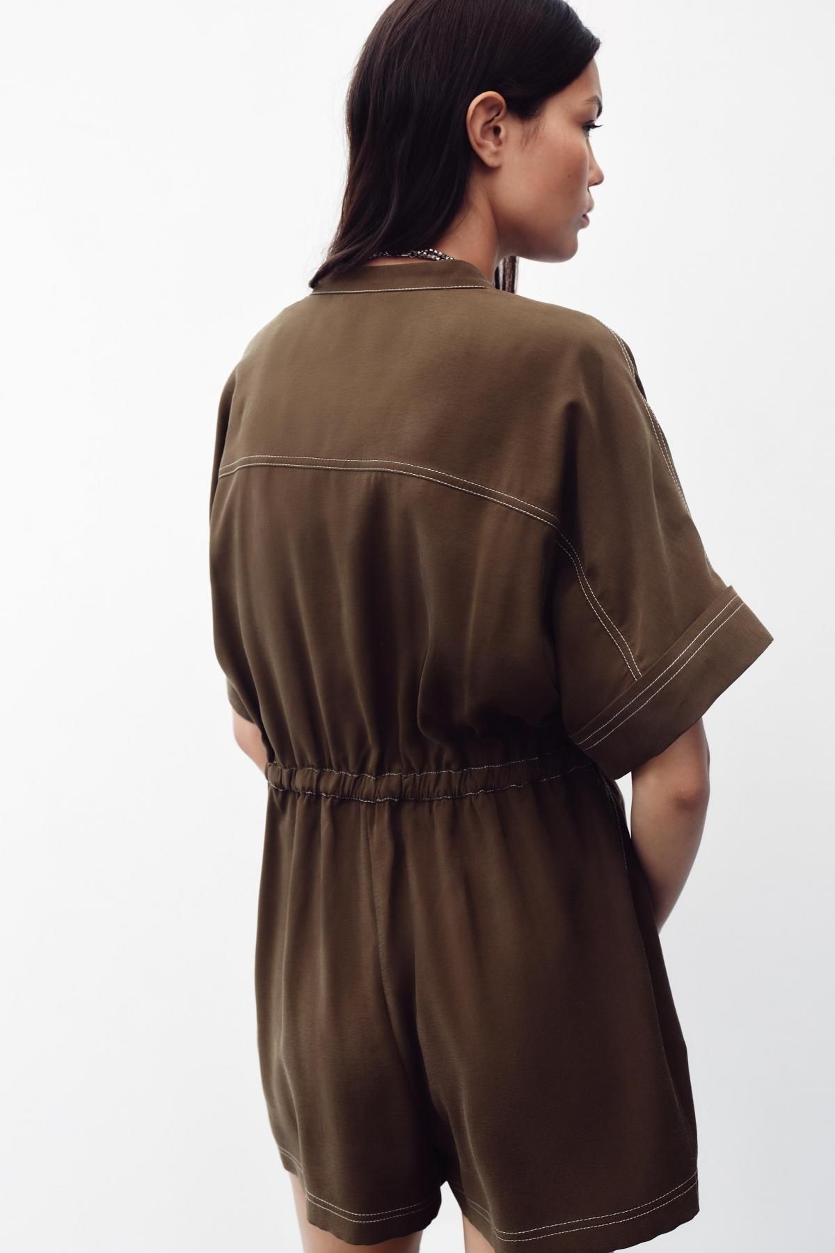 자라 테크니컬 스티치 숏 점프수트 8453/502 BROWN - 상세 이미지 5