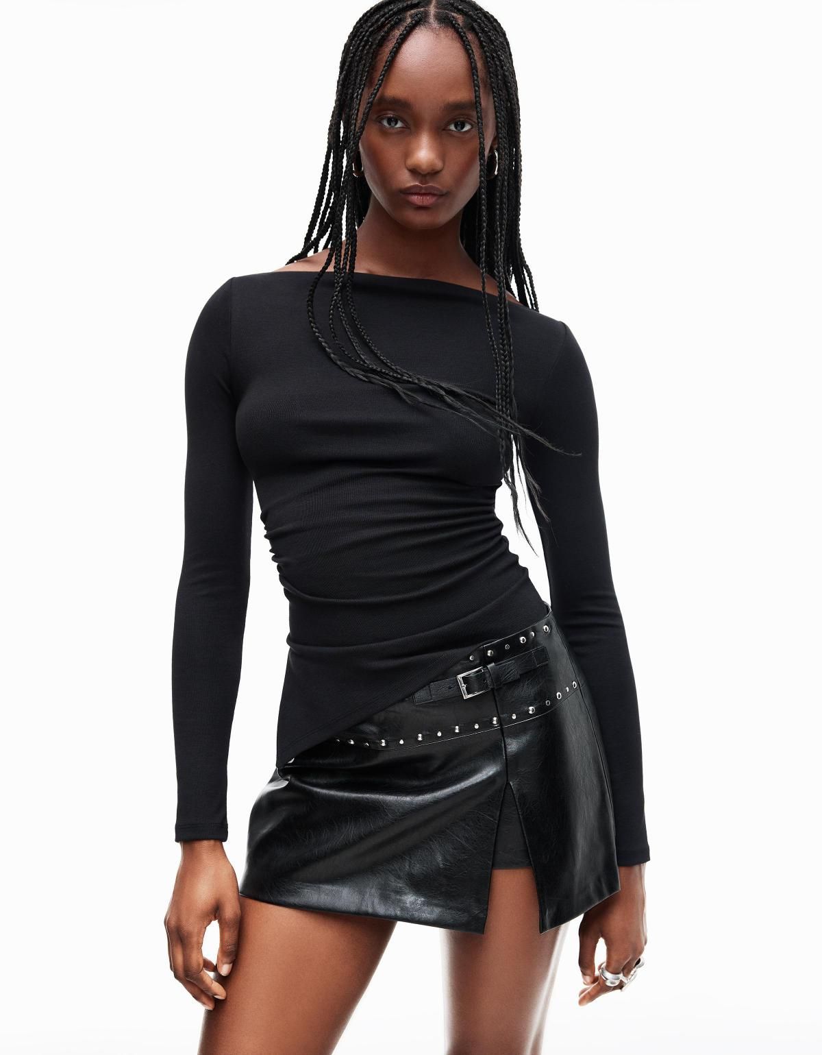 버쉬카 모던 언발란스 긴팔 티셔츠 7545/360 BLACK - 상세 이미지 5
