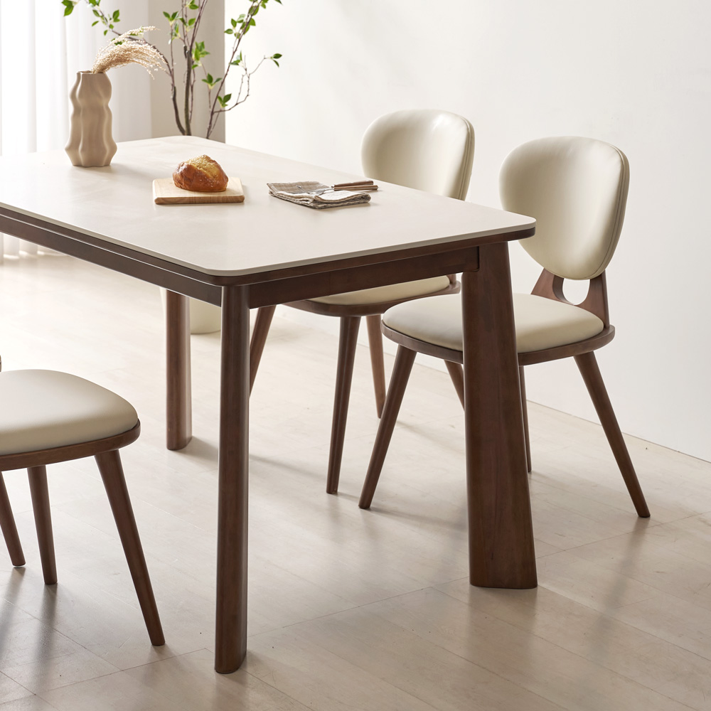 브로나 4인용 포세린 세라믹식탁 세트 원목 테이블 세라믹상판 식탁+의자4, 1400mm, 월넛