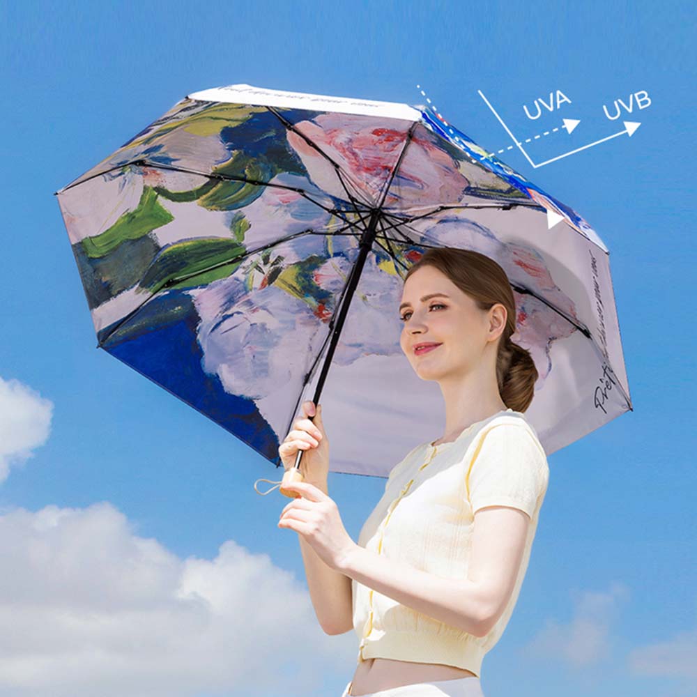 메종아르떼 양우산 스카이블루 꽃무늬 2겹원단 자외선차단 미니 우산겸용 우양산 열차단