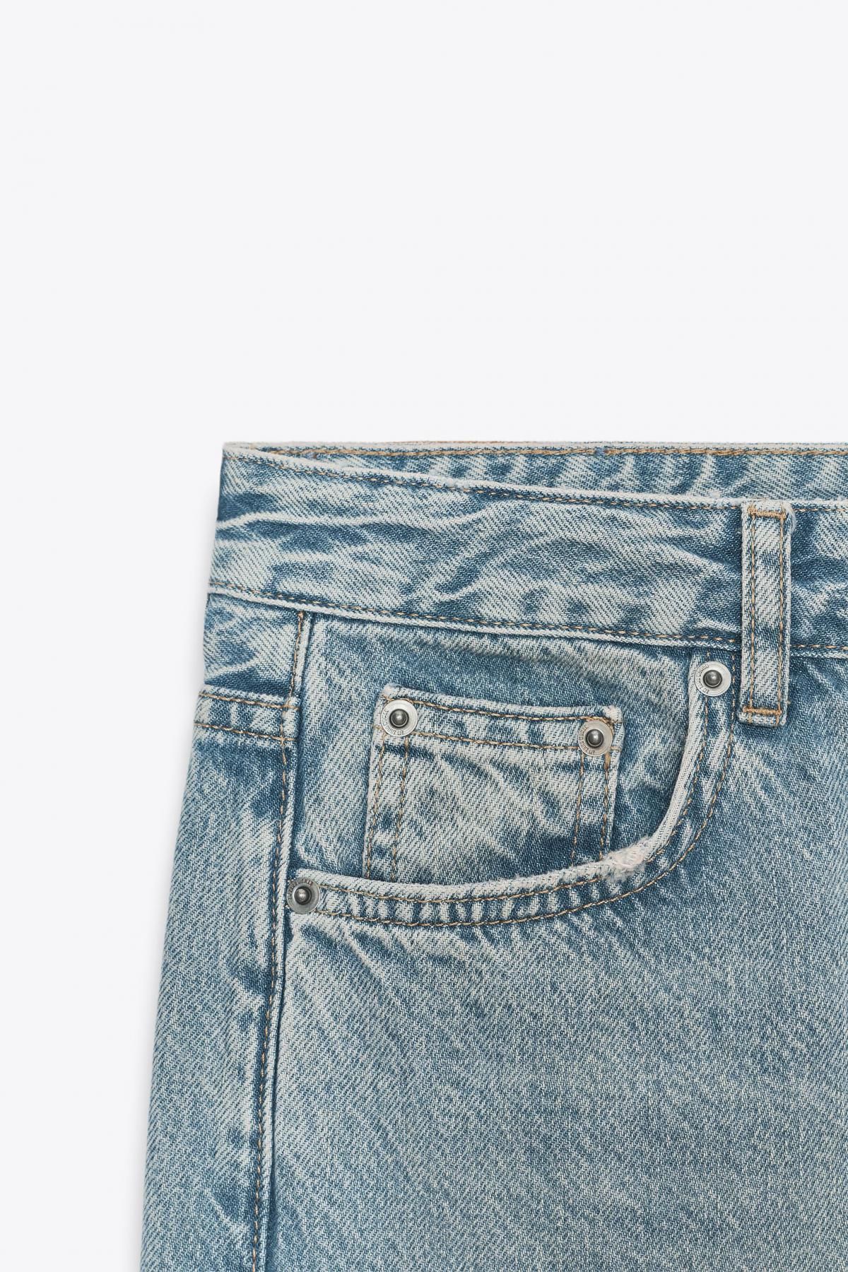 자라 미드웨이스트 릴렉스핏 데님 와이드 청바지 9863/246 LIGHT BLUE - 상세 이미지 3