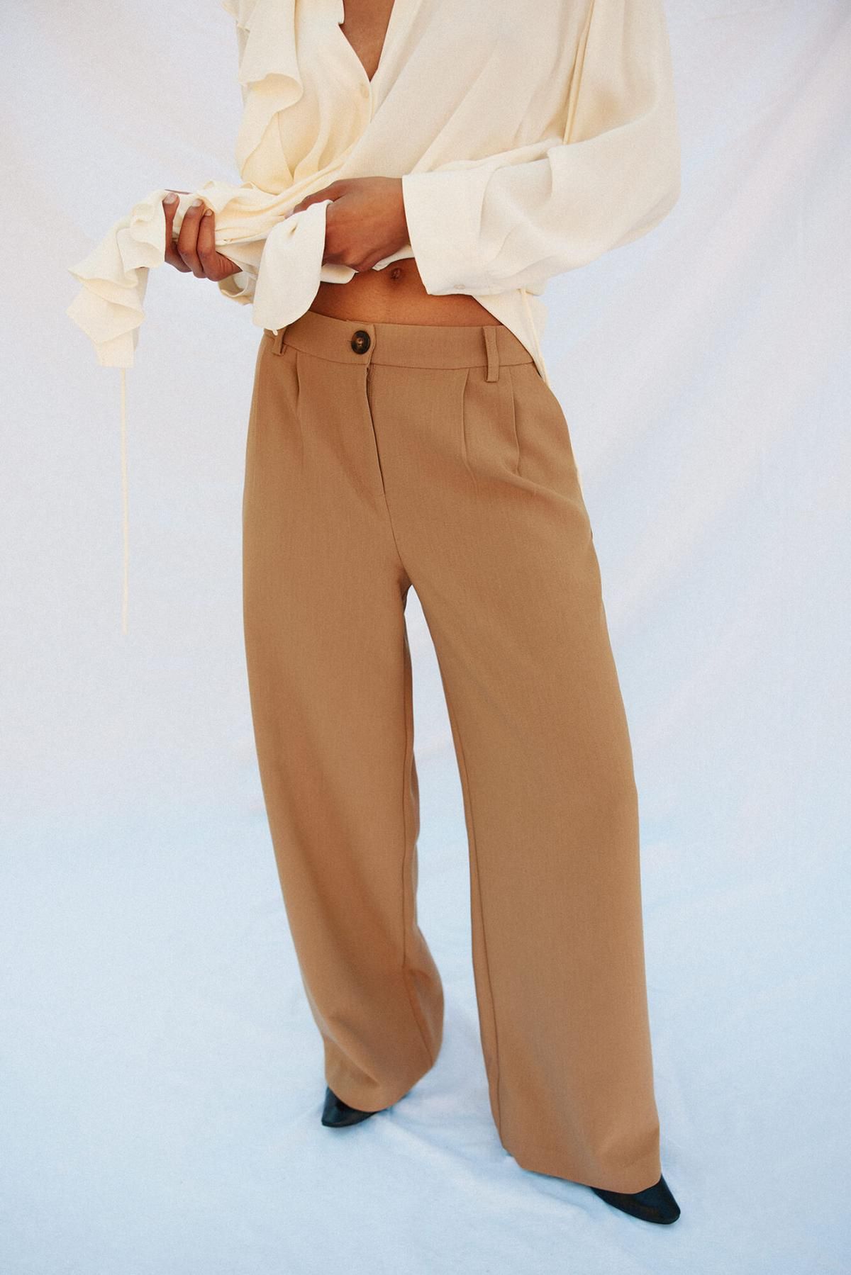 꼬르떼피엘 와이드 플리츠 팬츠 6042938 ESTAMPADO MARRON