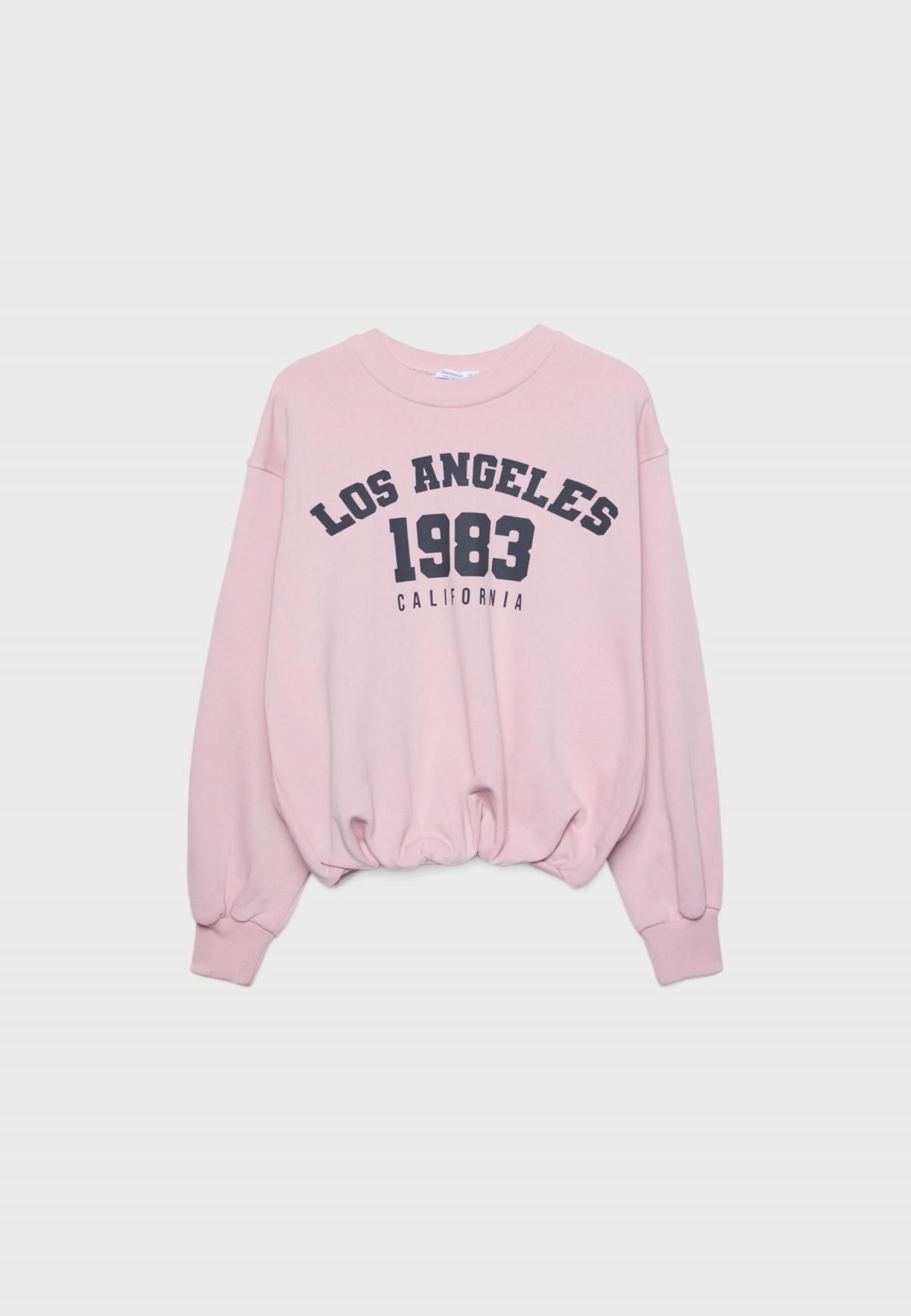 스트라디바리우스 페미닌 퍼프소매 레터링 스웨트셔츠 8733/589 BUBBLEGUM PINK - 메인 이미지