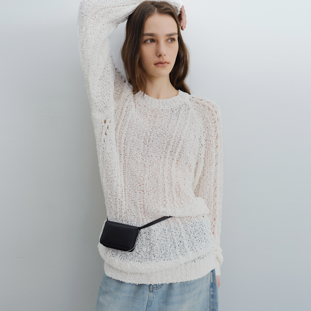 [블루브릭] Knotted crew neck knit (ivory) - 상품 이미지