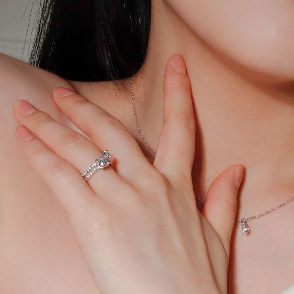 7부 1캐럿 랩 다이아 반지 IGI 프로포즈 결혼 기념일 선물 여자 친구 웨딩 밴드 졸리 - 상세 이미지 3