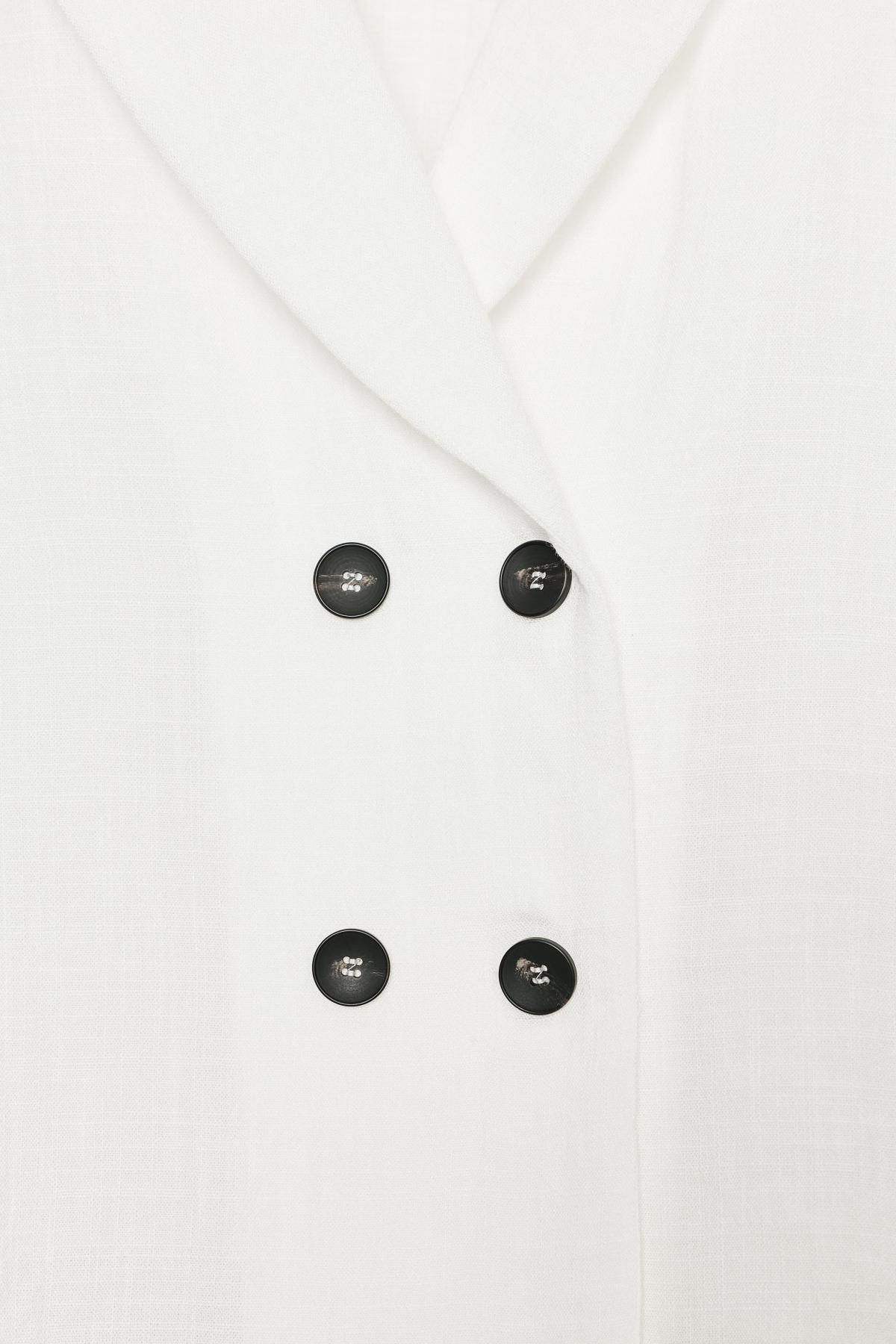 자라 크롭 화이트 더블버튼 반팔 셔츠 8581/741 WHITE - 상세 이미지 4