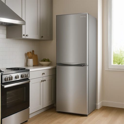 쿠잉 250L 일반냉장고 REF-C250 실버 정면