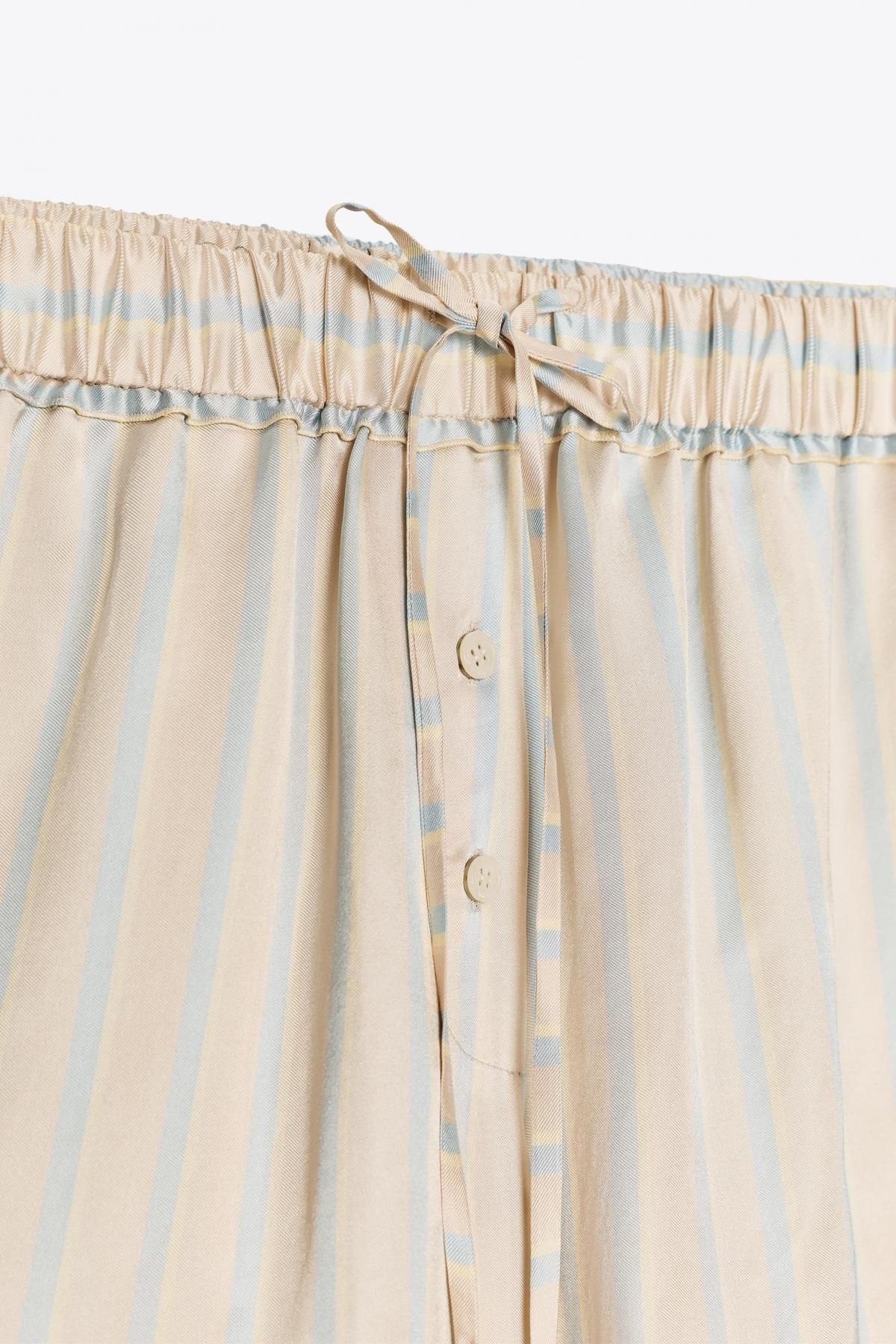 자라 스트라이프 와이드핏 실크블렌드 파자마 팬츠 7824/839 STRIPED - 상세 이미지 3