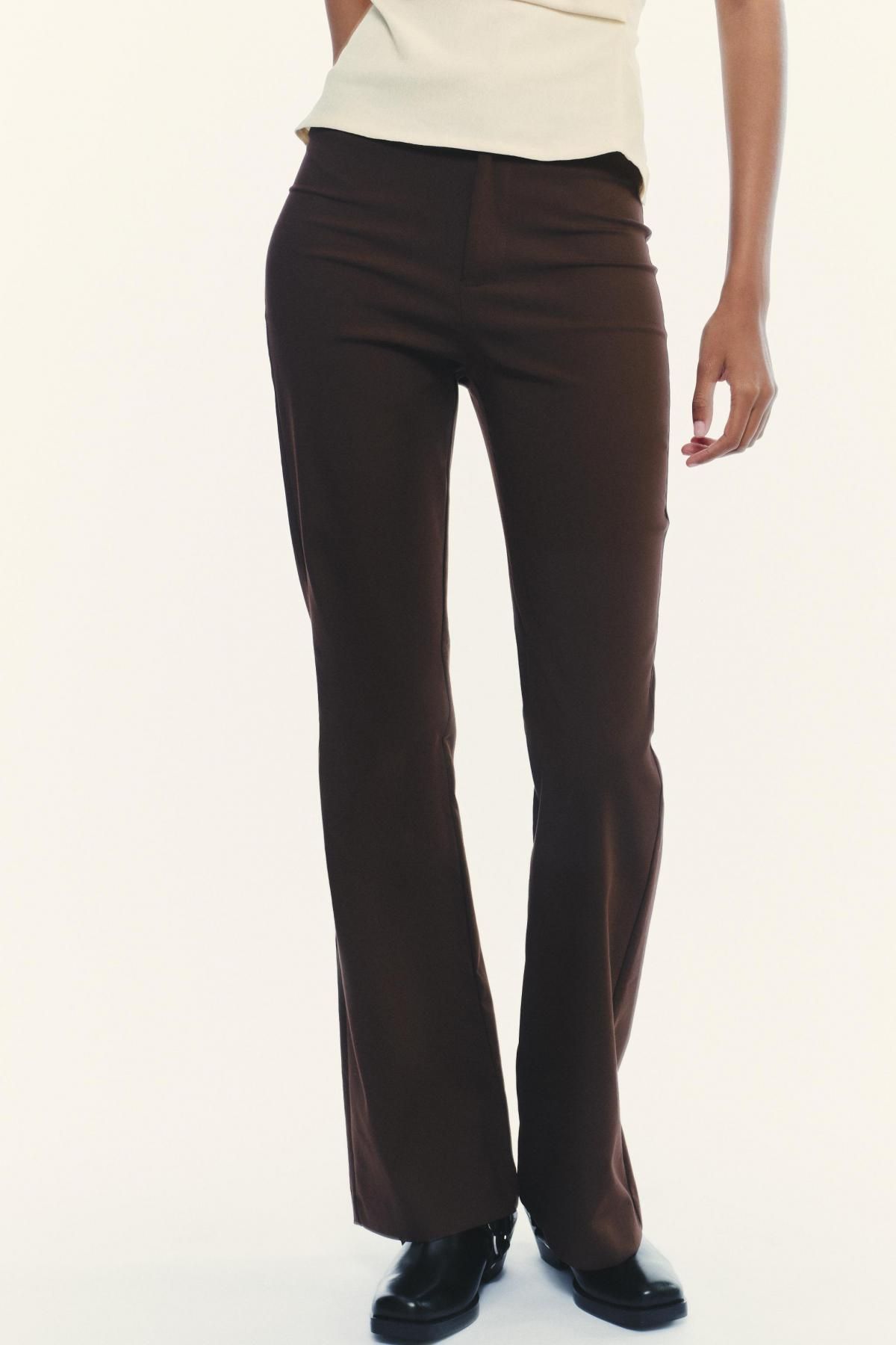 자라 슬림핏 하이웨이스트 부츠컷 팬츠 3152/436 DARK BROWN - 메인 이미지