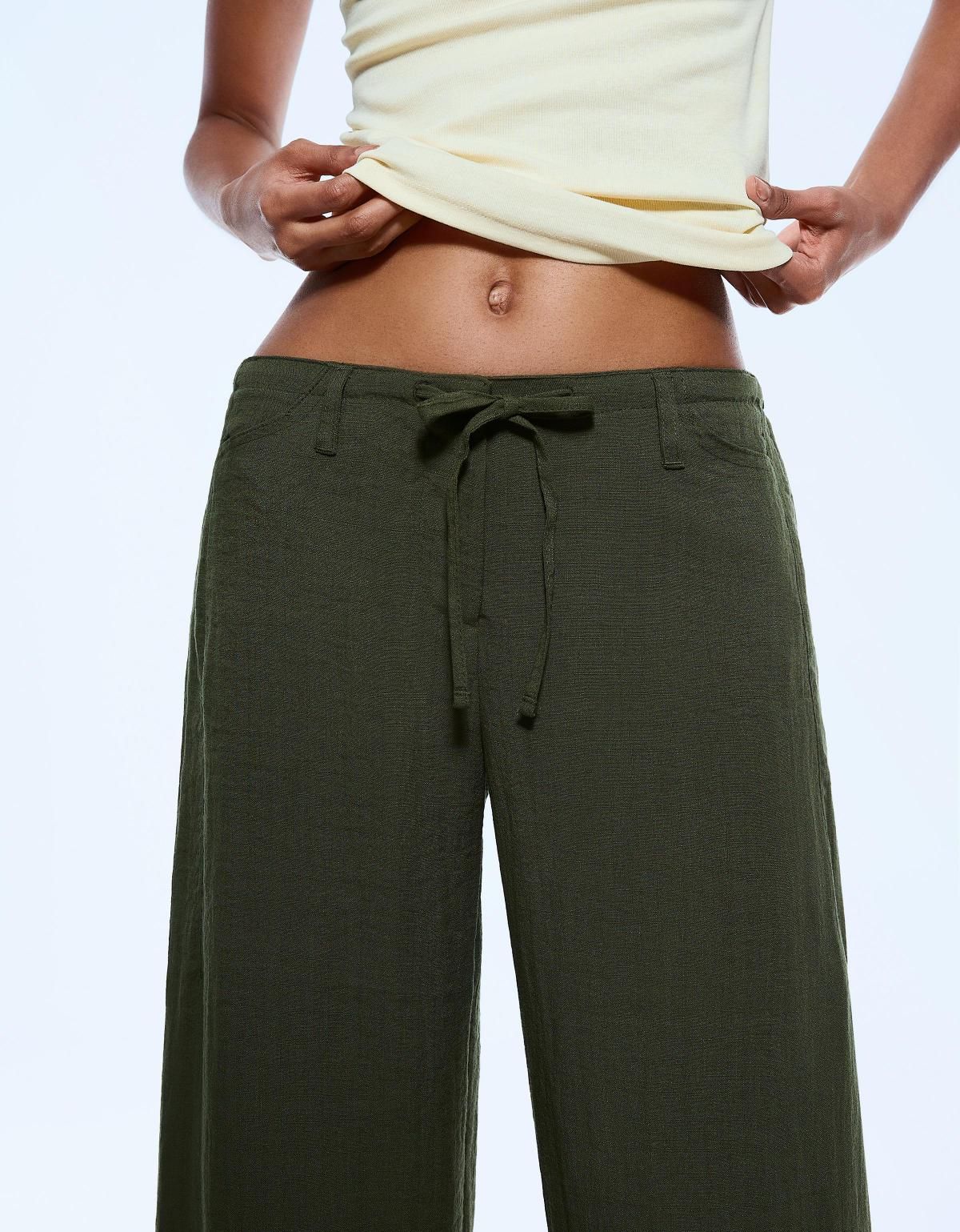 버쉬카 카키 내추럴 루스핏 와이드 팬츠 5093/741 GREEN - 상세 이미지 4