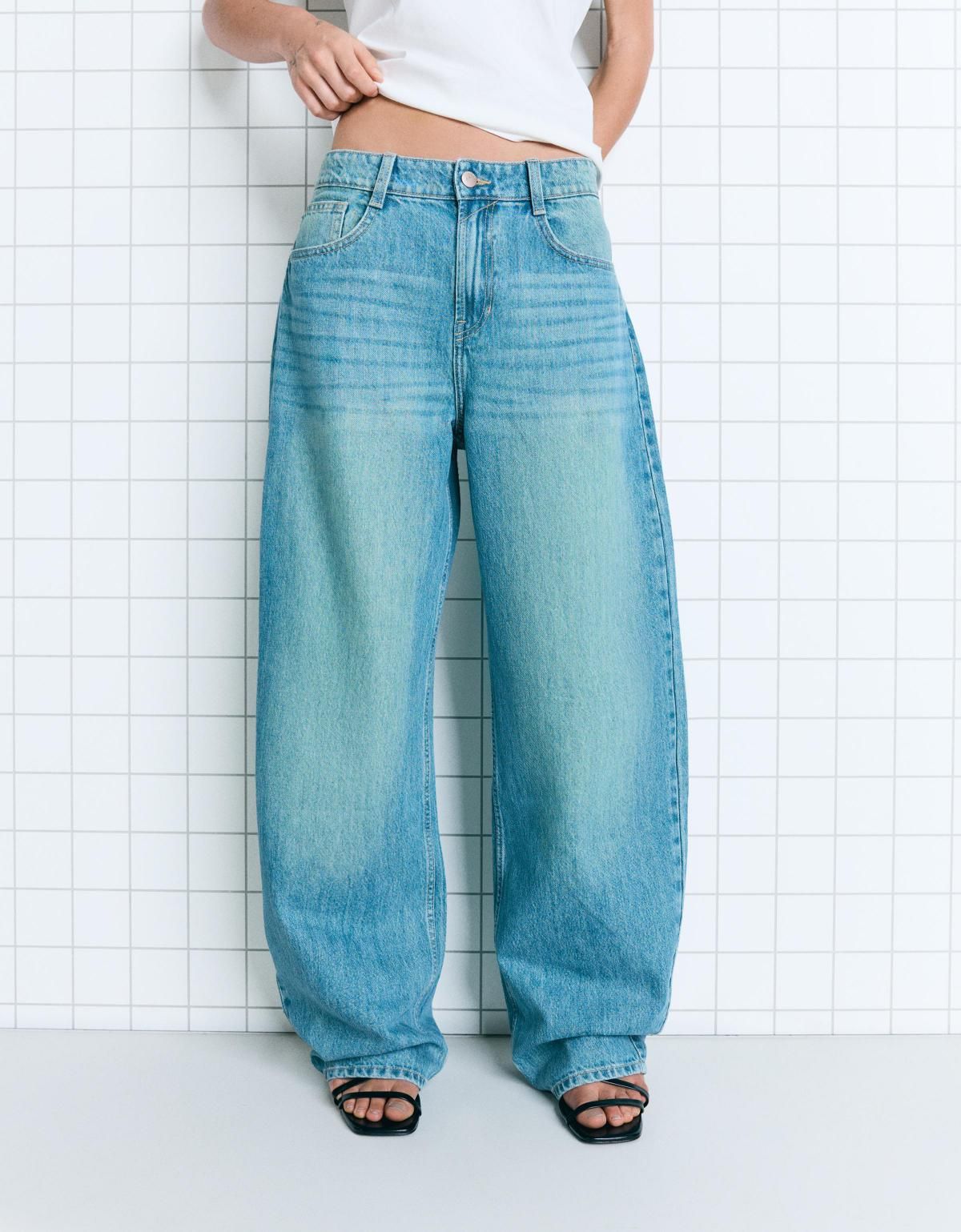 버쉬카 트렌디 와이드핏 데님 배럴 진 0018/335 LIGHT BLUE - 메인 이미지