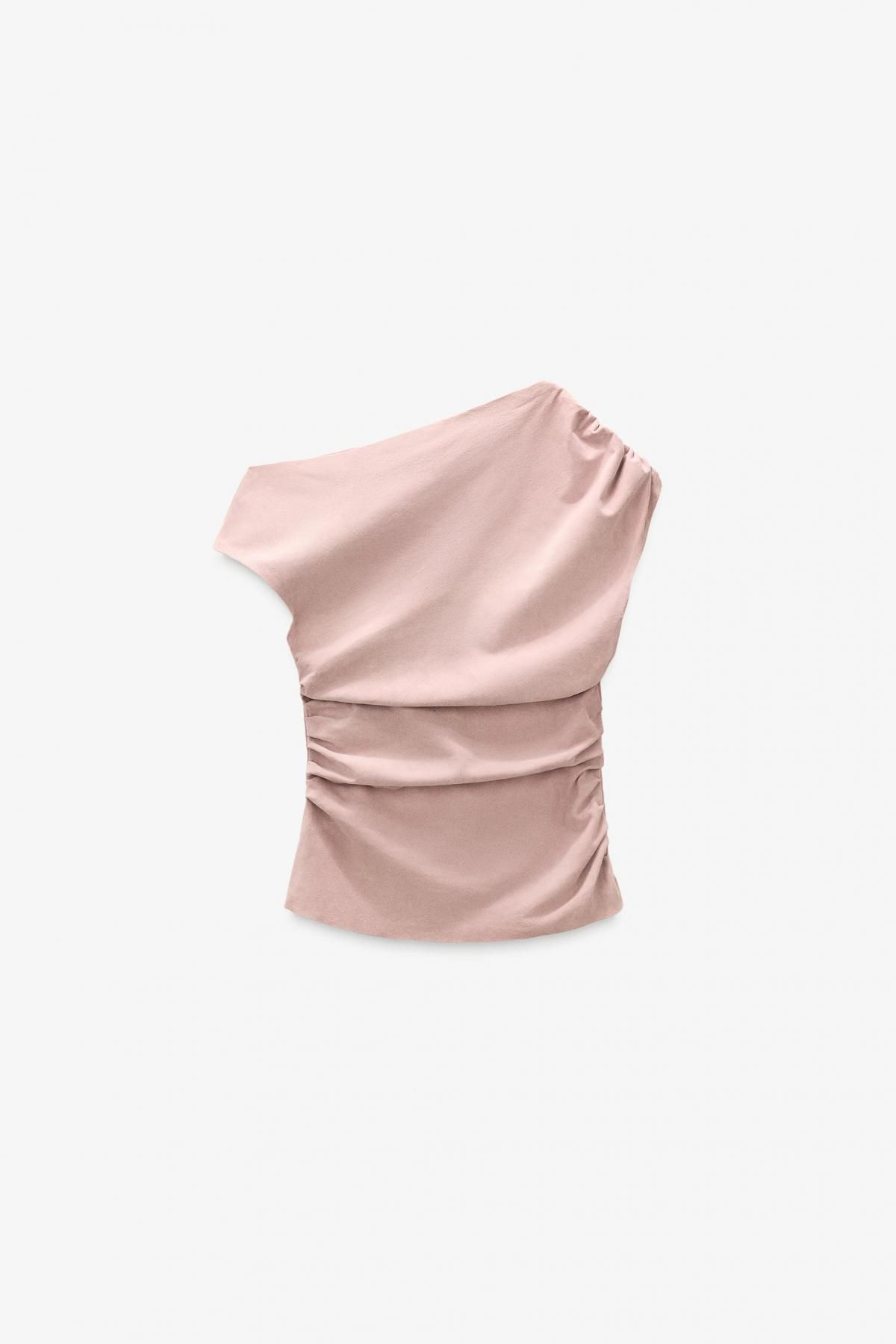 자라 드레이프 스웨이드 레더 원숄더 탑 5601/900 PINK - 메인 이미지