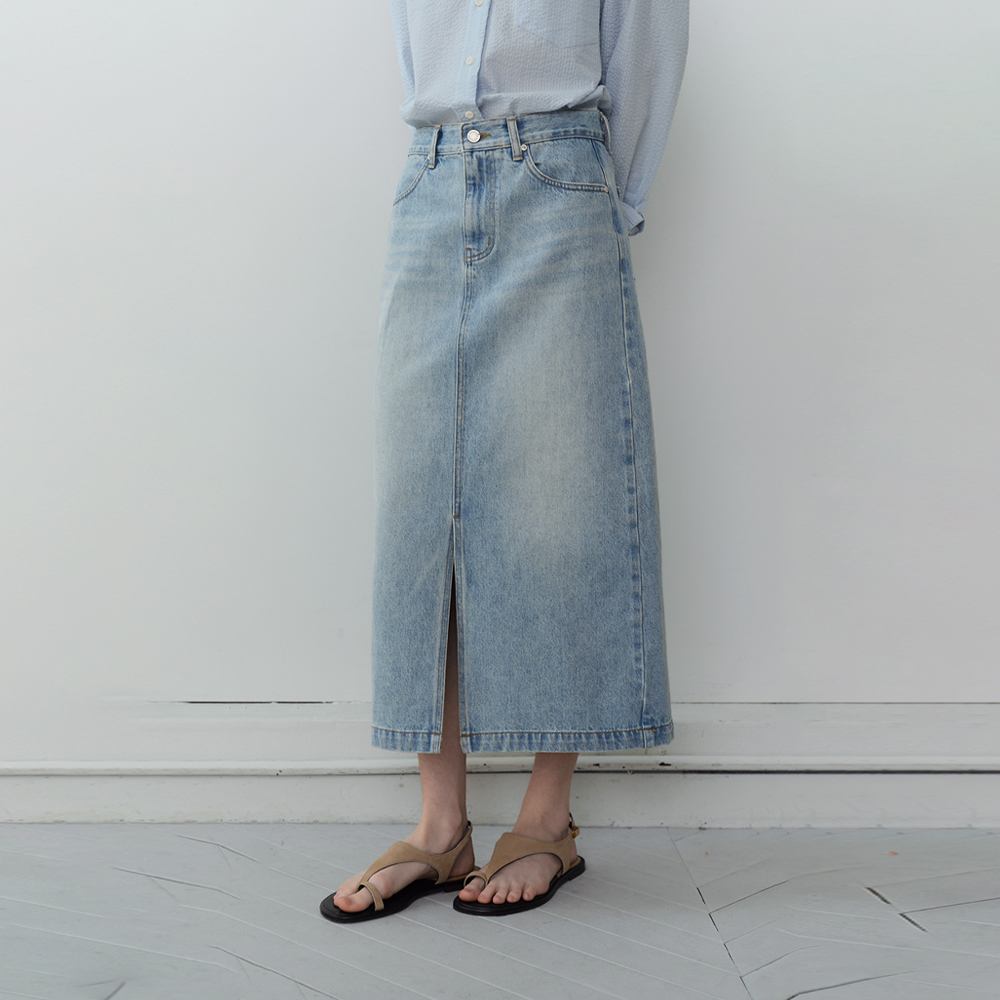 [블루브릭] Park denim skirt (light blue) - 상품 이미지