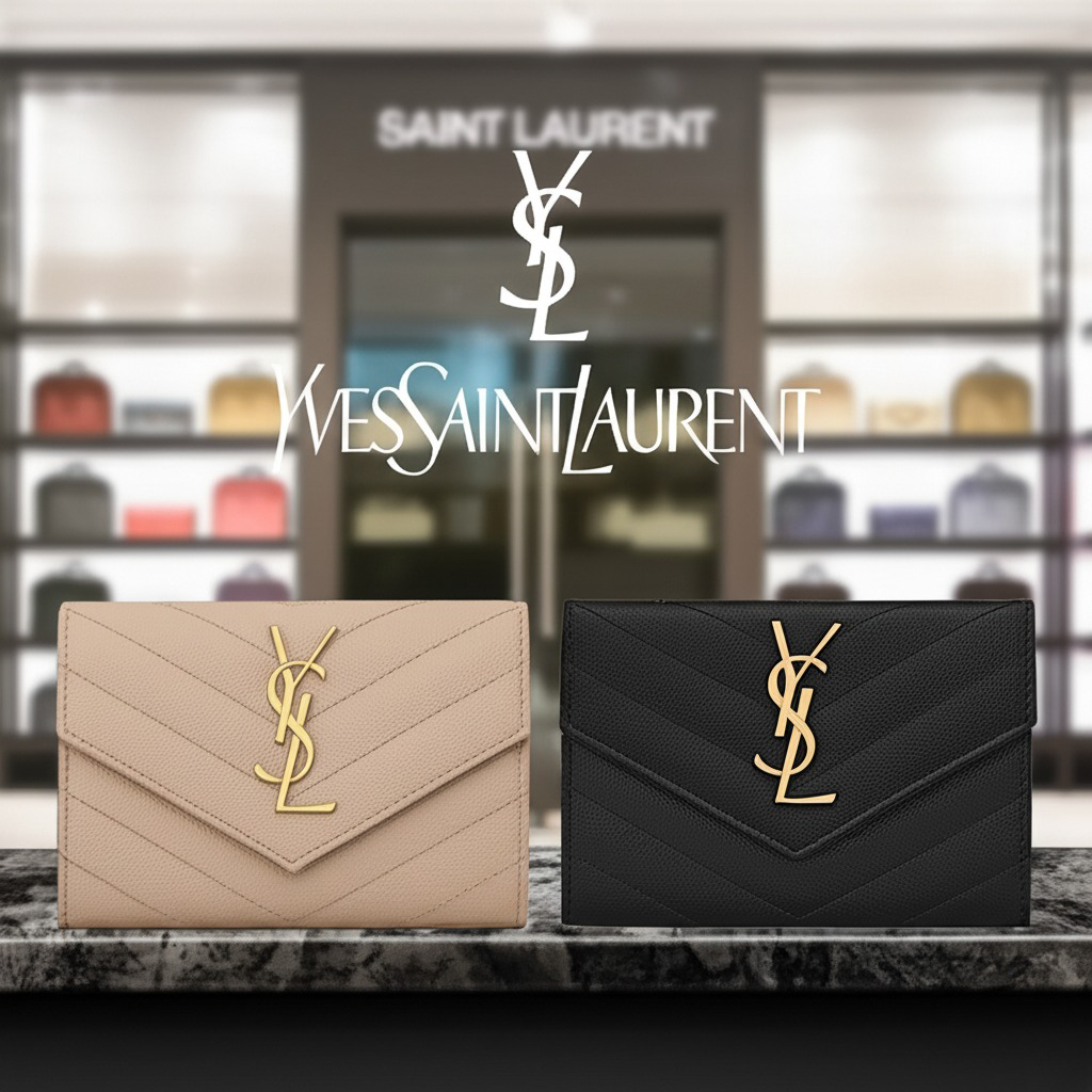 입생로랑 반지갑 마틀라세 모노그램 금장 은장 YSL